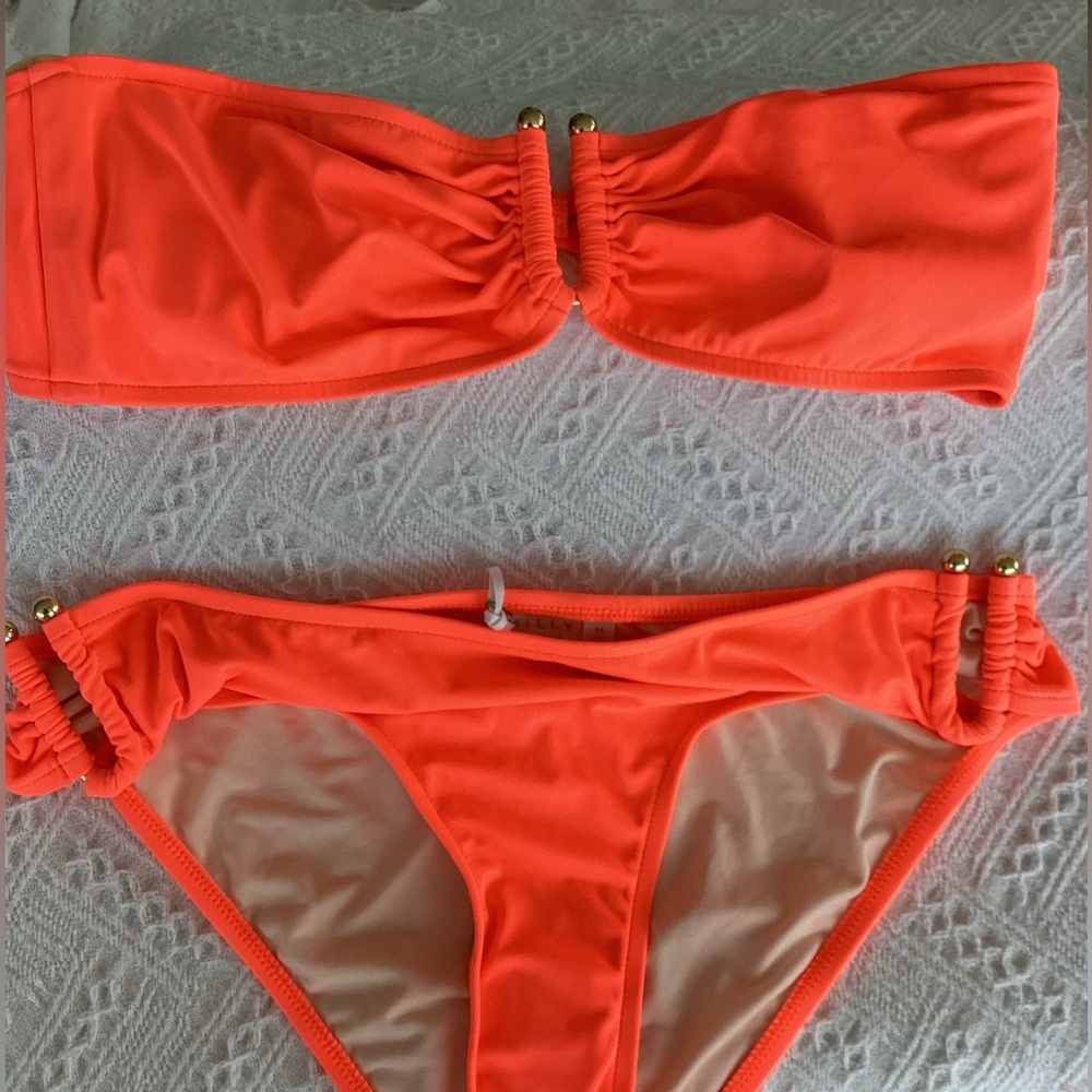 Milly Cabana Vibrant Orange Bikini Set sz M NWT